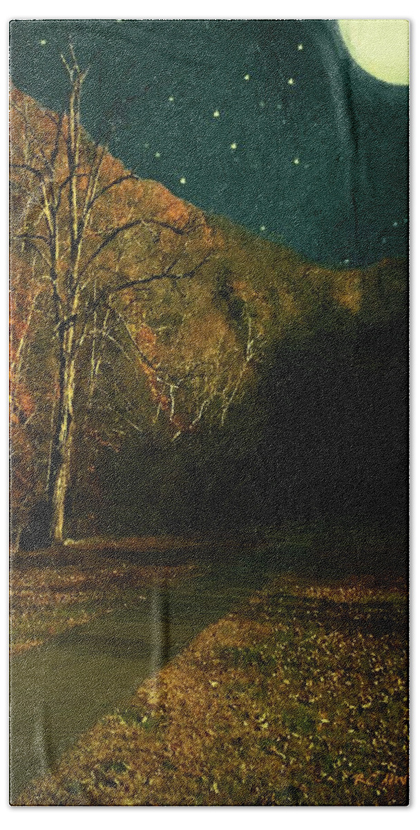Landscape Hand Towel featuring the painting Autumn Tunnel by RC DeWinter