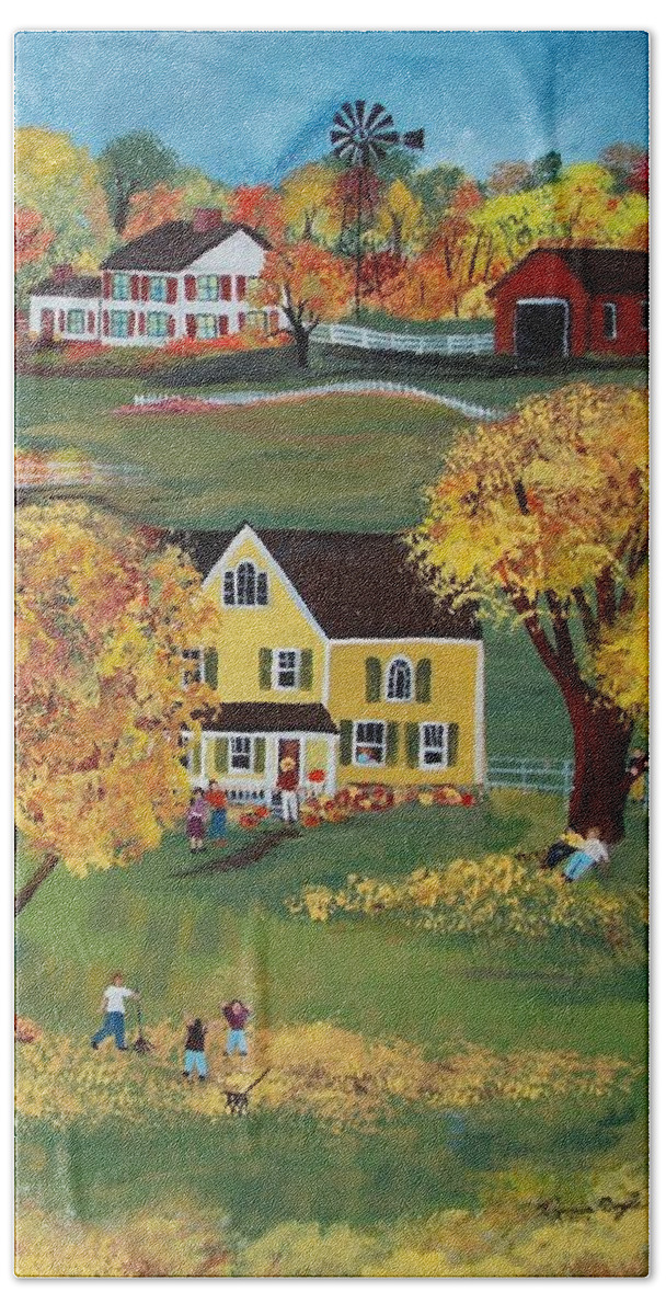 Fall Hand Towel featuring the painting Autumn by Virginia Coyle