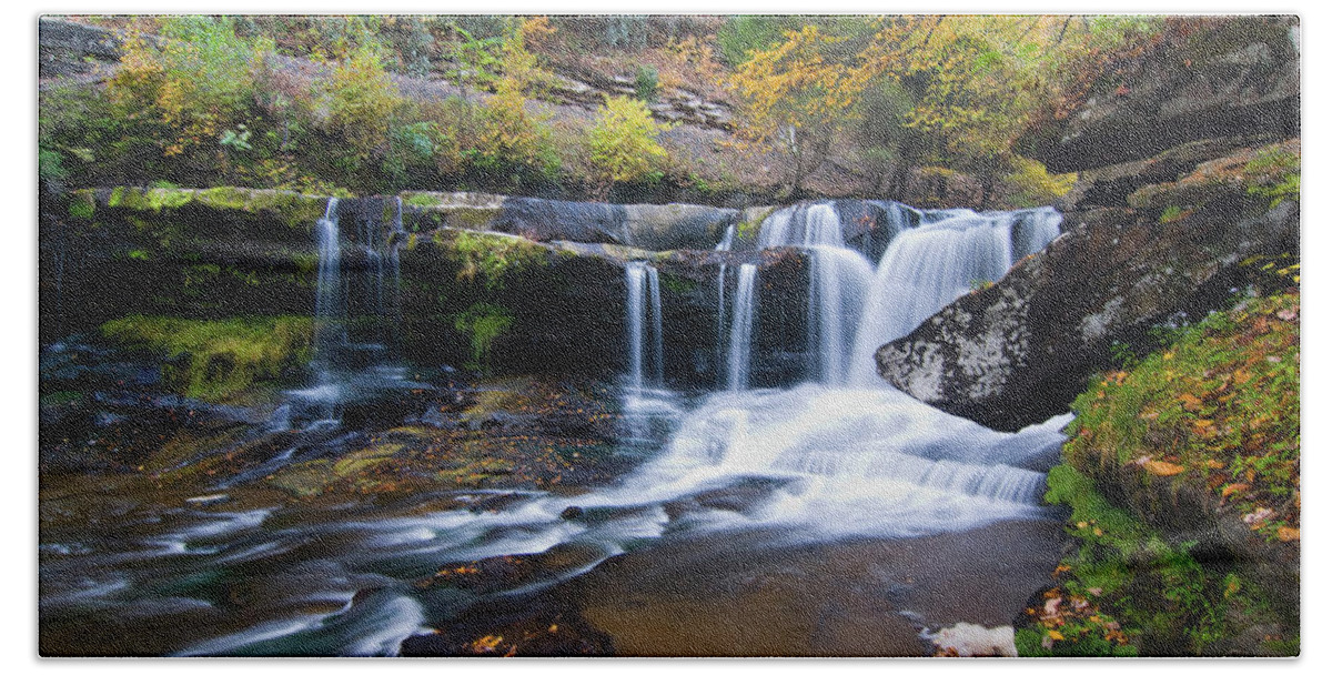 Waterfall Bath Towel featuring the photograph Autumn Waterfall by Steve Stuller