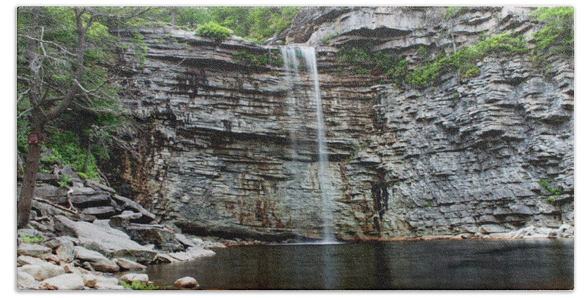 Waterfall Hand Towel featuring the photograph Awosting Falls in Spring #2 by Jeff Severson