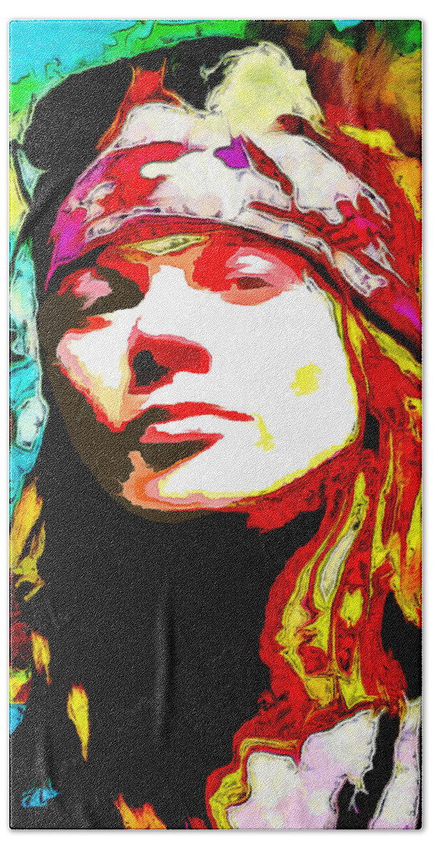 Axl Hand Towel featuring the painting Axl Roses by Galeria Trompiz
