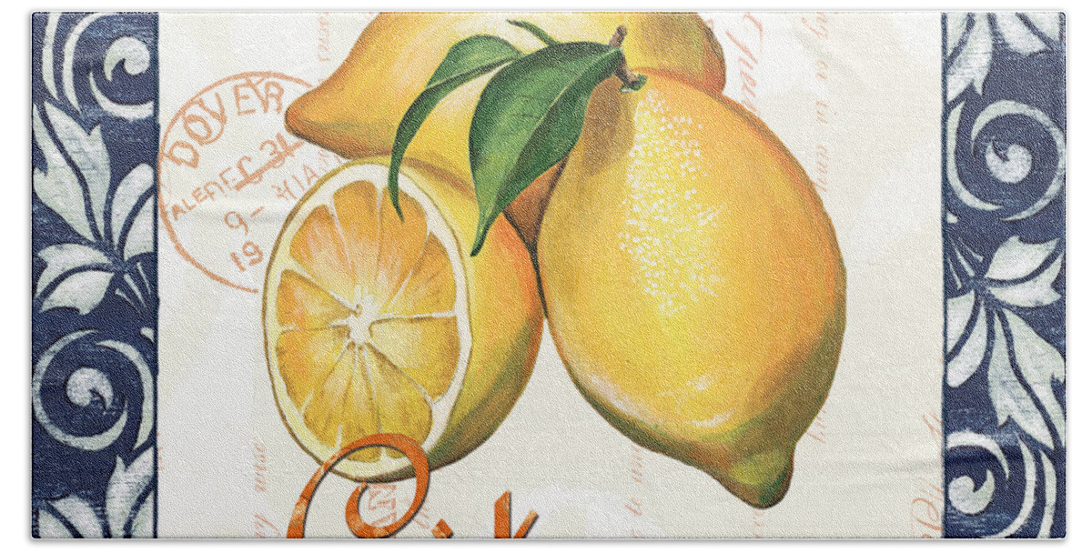 Lemon Hand Towel featuring the painting Azure Lemon 2 by Debbie DeWitt
