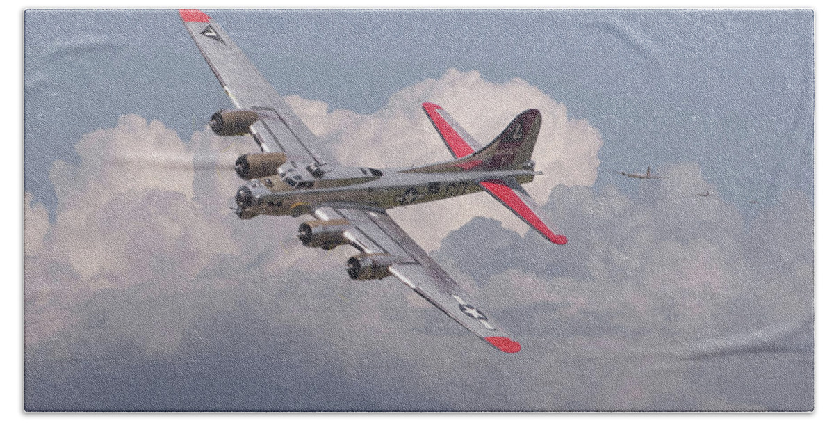 Aircraft Hand Towel featuring the photograph B17 - The Last lap by Pat Speirs