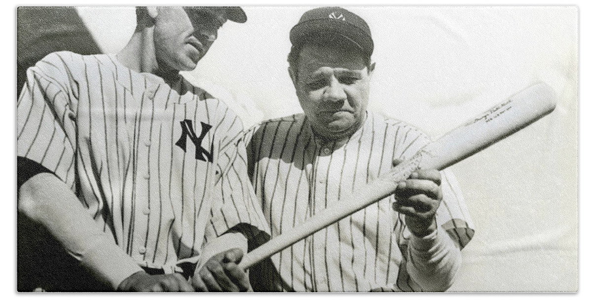 Babe Ruth Bath Towel featuring the photograph Babe Ruth and Lou Gehrig by Jon Neidert