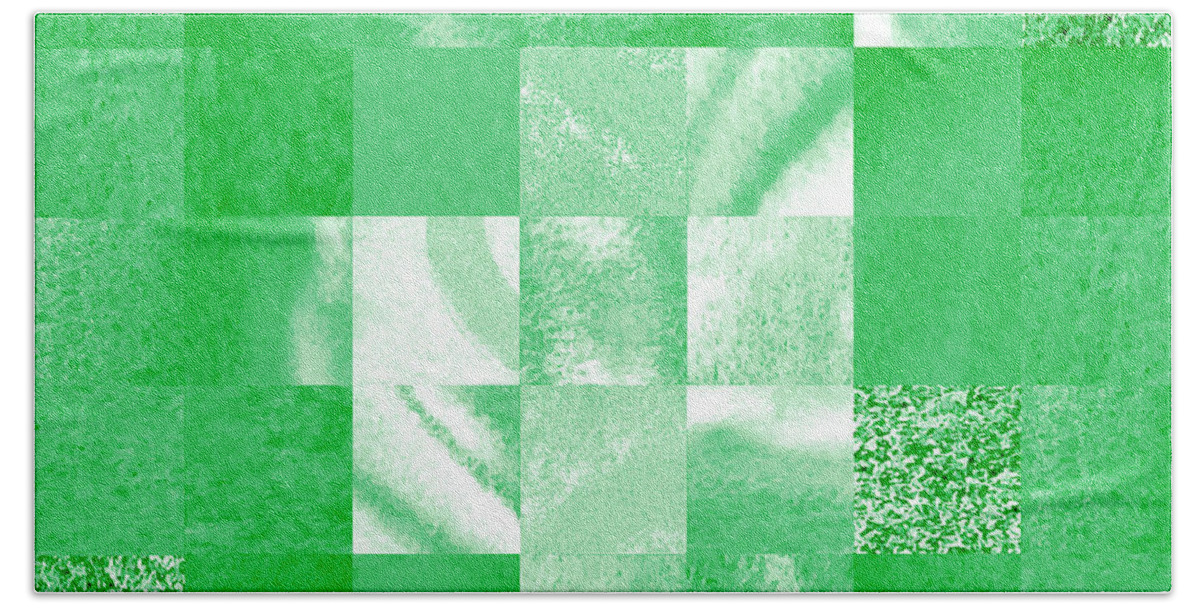 Green Bath Towel featuring the painting Baby Green Marble Quilt II by Irina Sztukowski