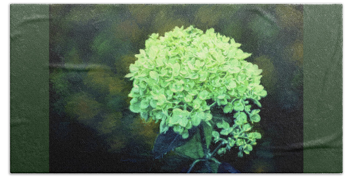 Baby Lime Hydrangea Hand Towel featuring the photograph Baby Lime Hydrangea by Sandi OReilly