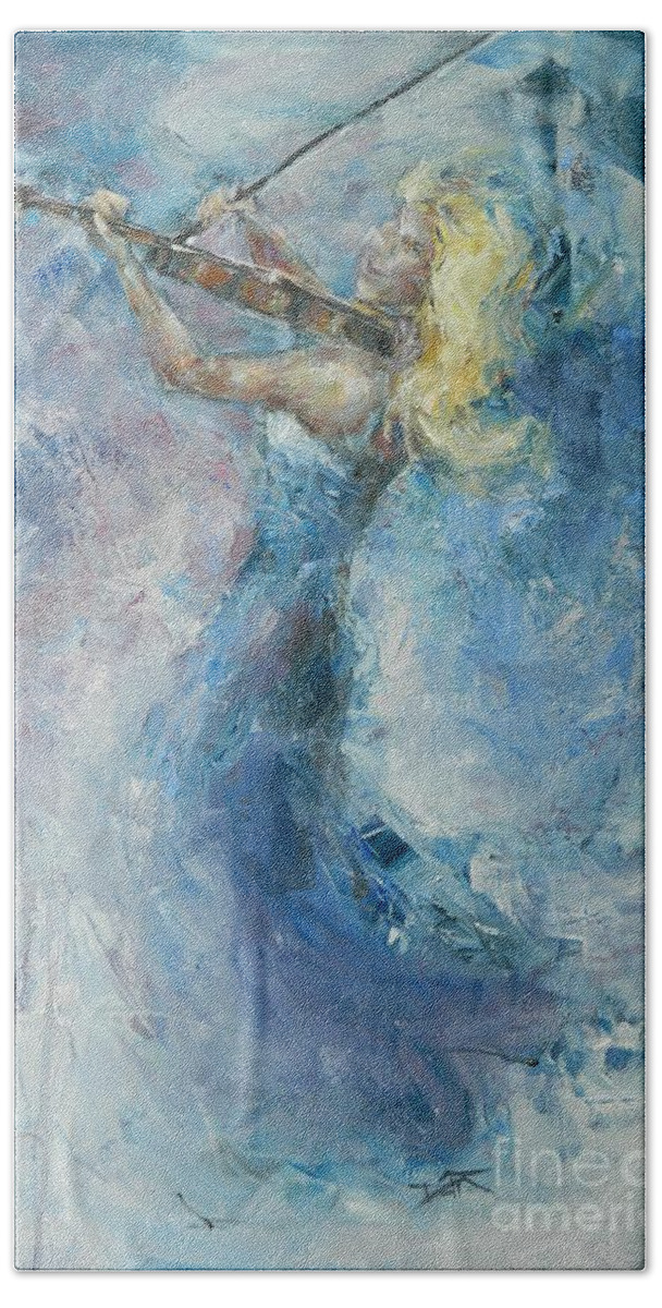 Fiddle Bath Towel featuring the painting The Music in Me by Dan Campbell