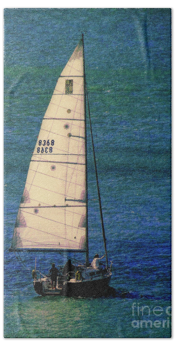 Sailboat Bath Towel featuring the photograph Backlit by the Sun by Sue Melvin