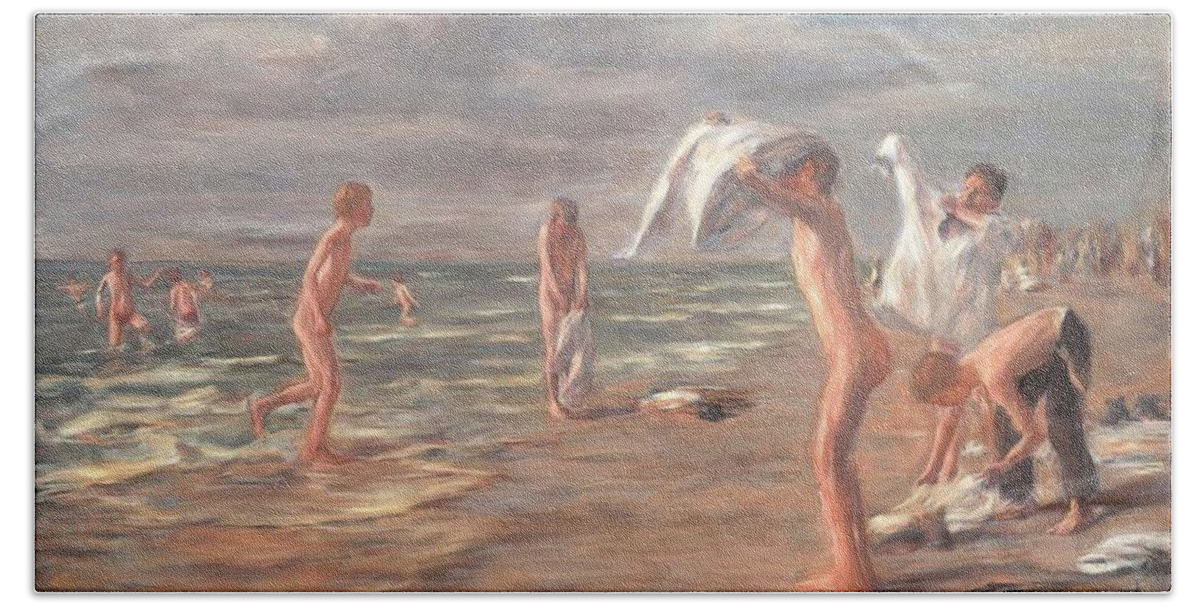 Badende Jungen Bath Towel featuring the painting Badende Jungen by Max Liebermann