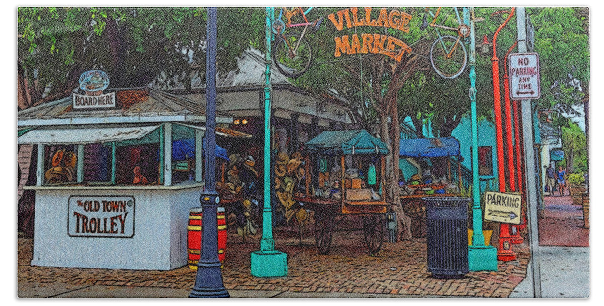 Bahama Village Market Hand Towel featuring the photograph Bahama Village Market Key West Florida by Rebecca Korpita