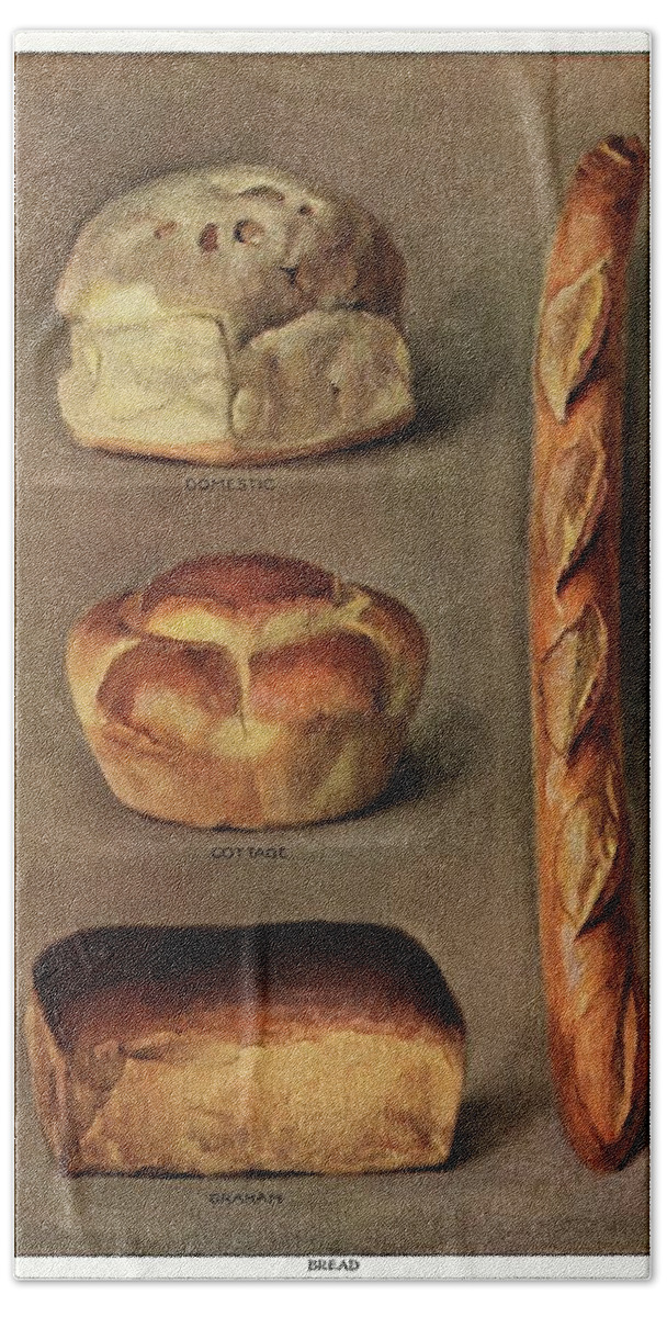 1911 Bath Towel featuring the painting Baked bread loaves by Vincent Monozlay