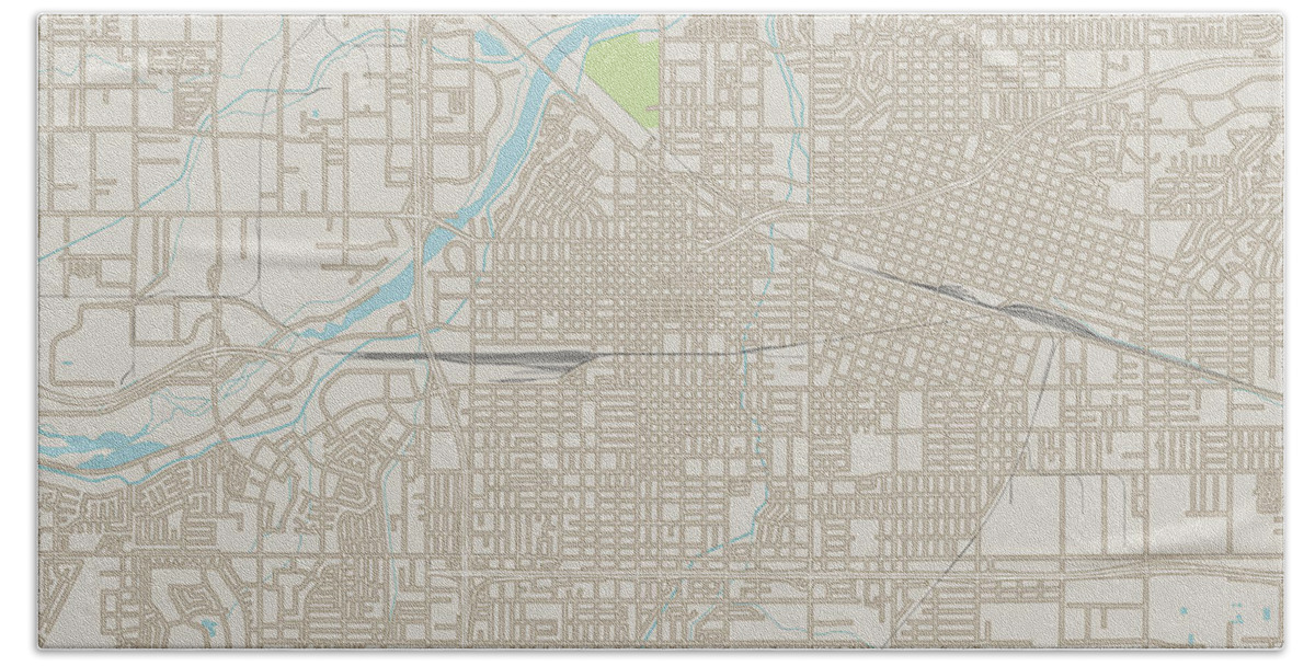 Bakersfield Bath Towel featuring the digital art Bakersfield California US City Street Map by Frank Ramspott