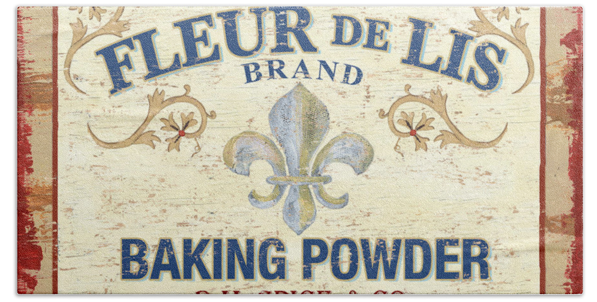 Baking Powder Hand Towel featuring the painting Baking Powder Fleur de Lis by Debbie DeWitt