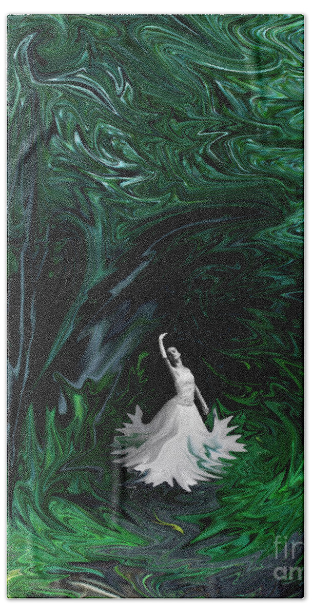 Green Bath Towel featuring the photograph Ballerina in Wonderland by Rebecca Margraf