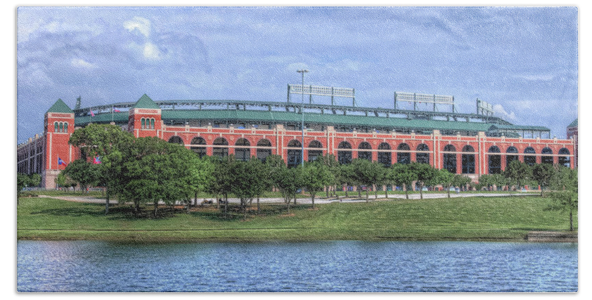 Texas Rangers Bath Towel featuring the photograph Ballpark in Arlington now Globe Life Park by Robert Bellomy