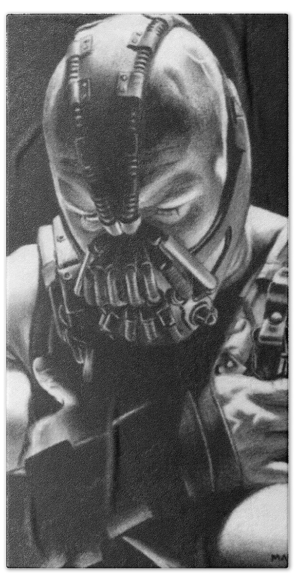 Tom Hardy Bath Towel featuring the drawing Bane Rising by Marc D Lewis