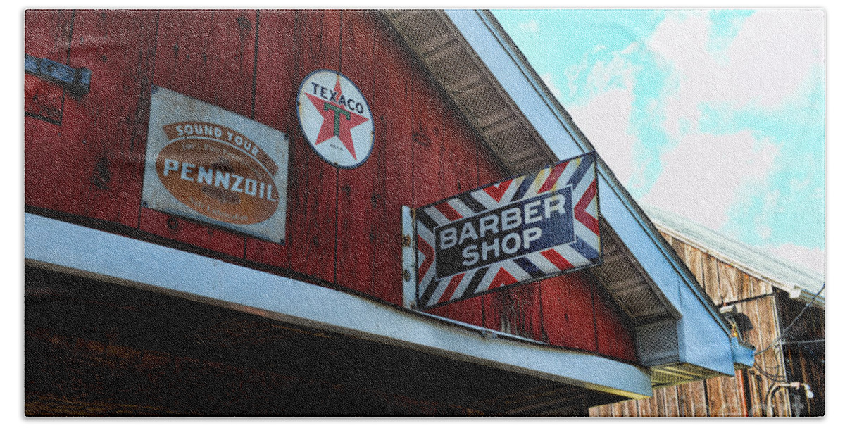 Barber Bath Towel featuring the photograph Barber - Old Barber Shop Sign by Paul Ward