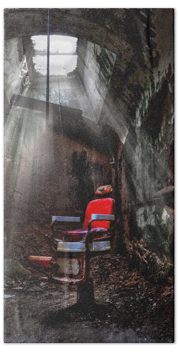 Abandoned Bath Towel featuring the photograph Barber Shop by Evelina Kremsdorf