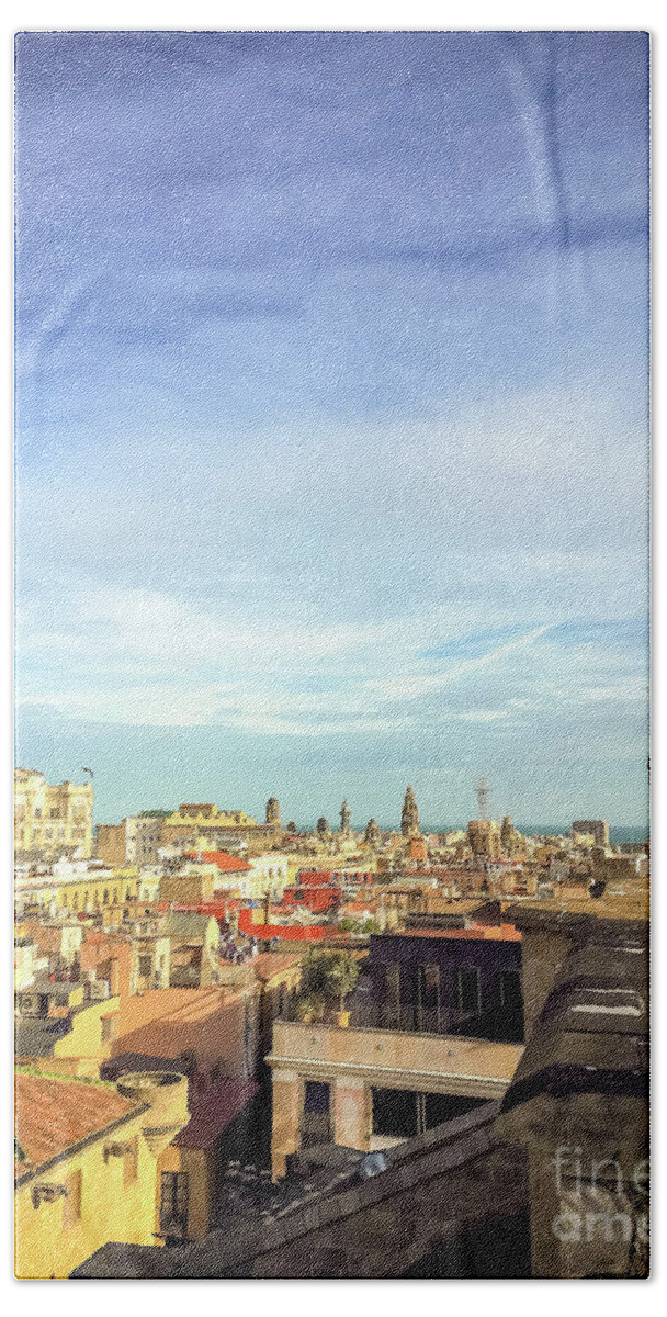 Barcelona Bath Towel featuring the photograph Barcelona Rooftops by Colleen Kammerer
