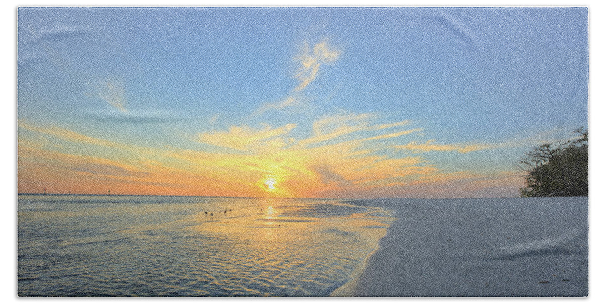 Beach Bath Towel featuring the photograph Barefoot Sunset by Sean Allen