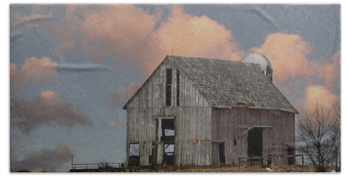 Barn On The Hill Hand Towel featuring the photograph Barn On The Hill by Kathy M Krause