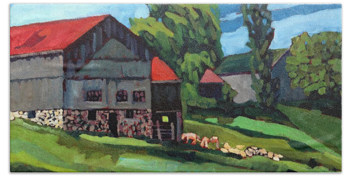 814 Bath Towel featuring the painting Barn Roofs by Phil Chadwick