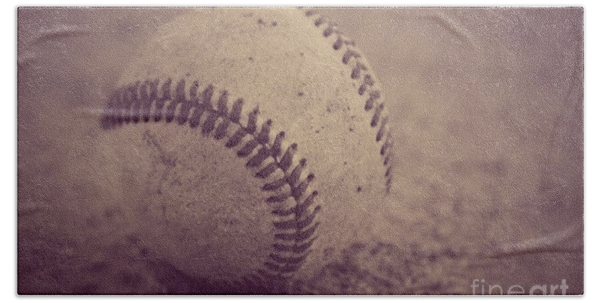 Baseball Hand Towel featuring the photograph Baseball in Sepia by Leah McPhail