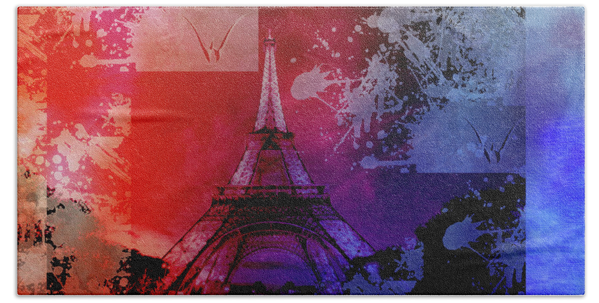 Paris Hand Towel featuring the mixed media Bastille Day 12 by Priscilla Huber