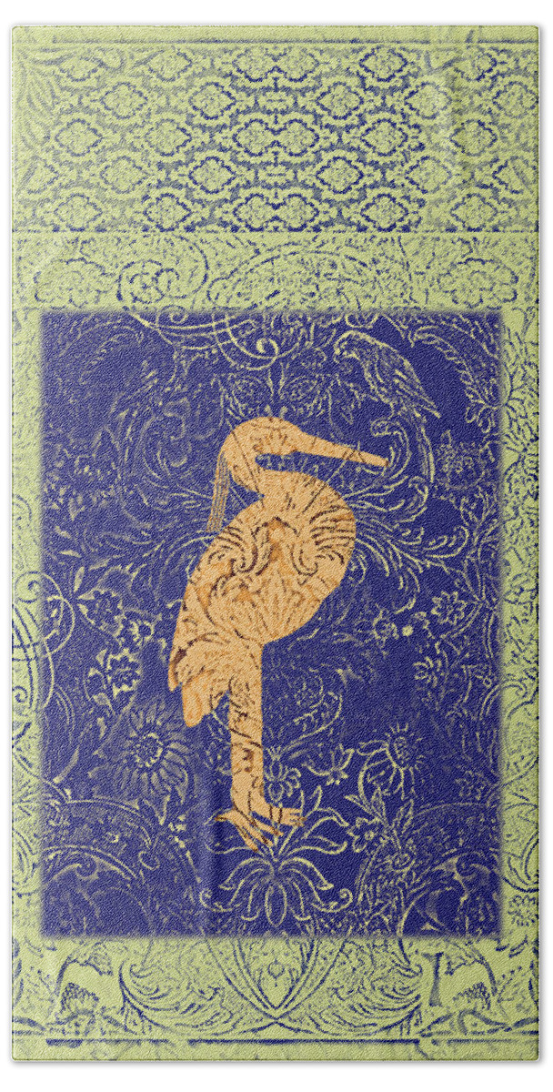 Birds Hand Towel featuring the painting Batik Birds 10 by Priscilla Huber
