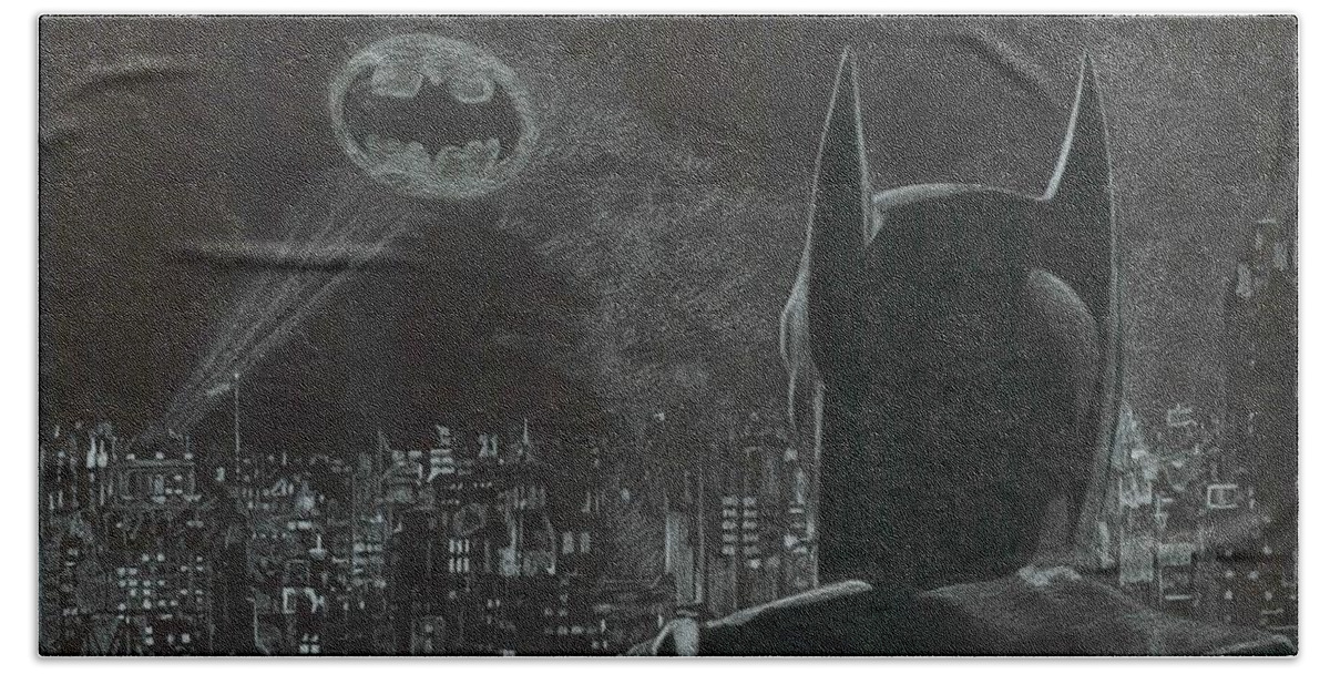 Batman Bath Towel featuring the drawing Batman by Chris Brown