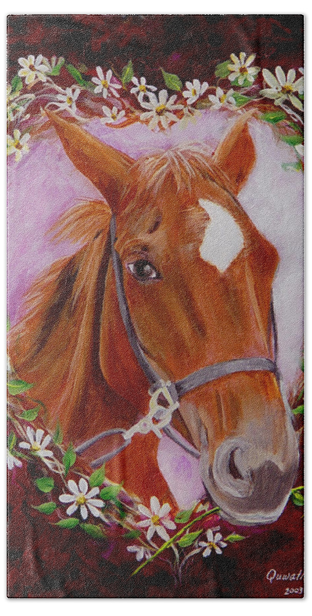 Horse Bath Towel featuring the painting Batuque by Quwatha Valentine