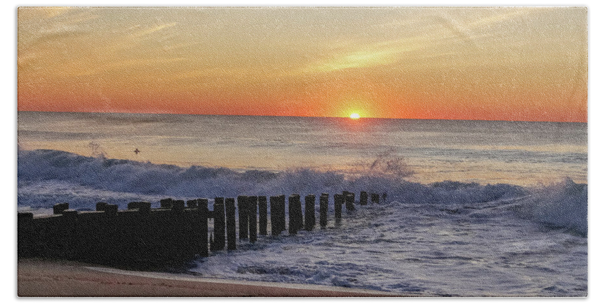 Sunrise Hand Towel featuring the photograph Bay Head Sunrise by Kathleen McGinley