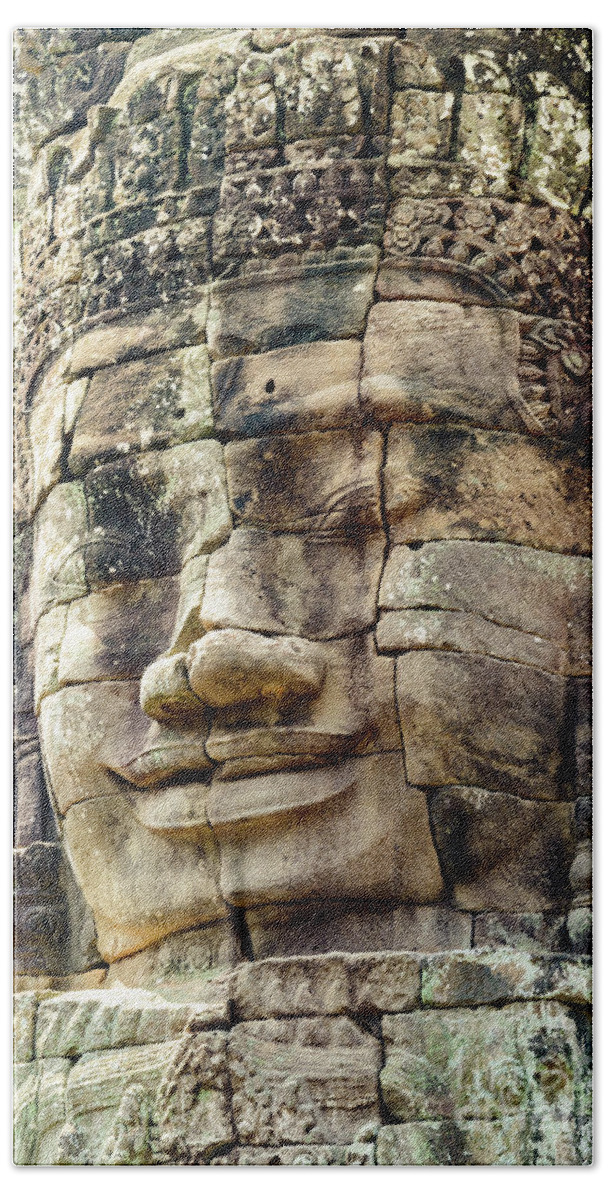 Temple Hand Towel featuring the photograph Bayon 2 by Werner Padarin