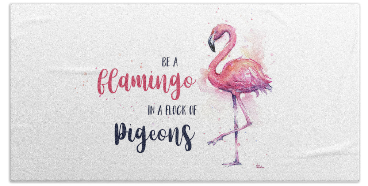 Flamingo Hand Towel featuring the painting Be a Flamingo by Olga Shvartsur