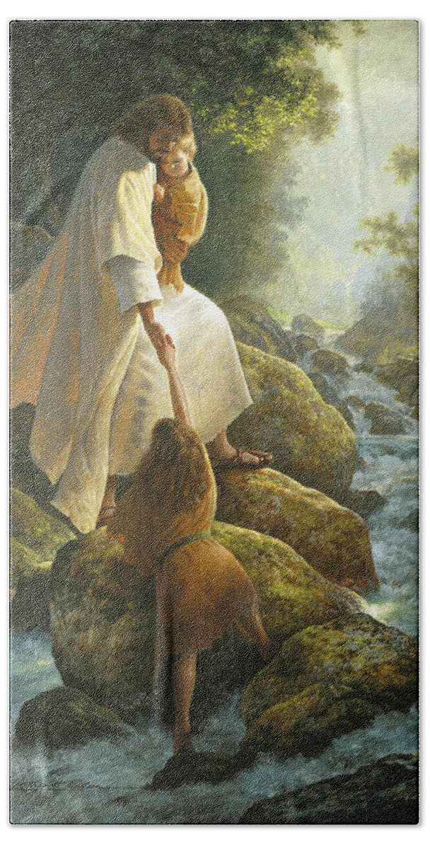 Jesus Bath Sheet featuring the painting Be Not Afraid by Greg Olsen