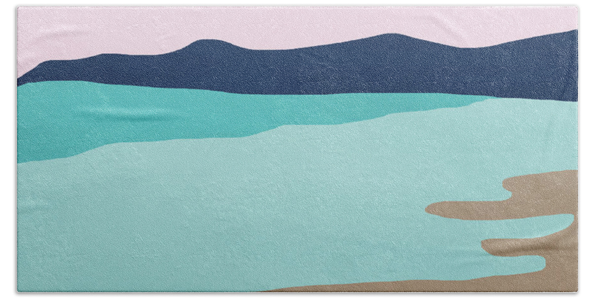 Beach Bath Towel featuring the mixed media Beach Cove- Art by Linda Woods by Linda Woods