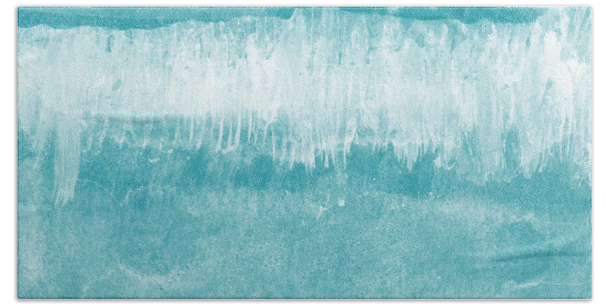 Abstract Bath Sheet featuring the mixed media Beach Day Blue- Art by Linda Woods by Linda Woods