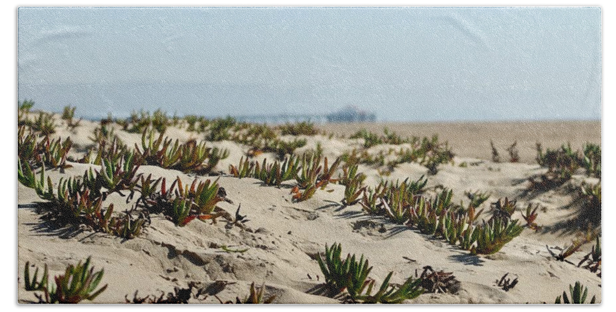 Ice Plant Covered Dune On California's Newport Beach. Bath Towel featuring the photograph Beach Dune by Brian Eberly