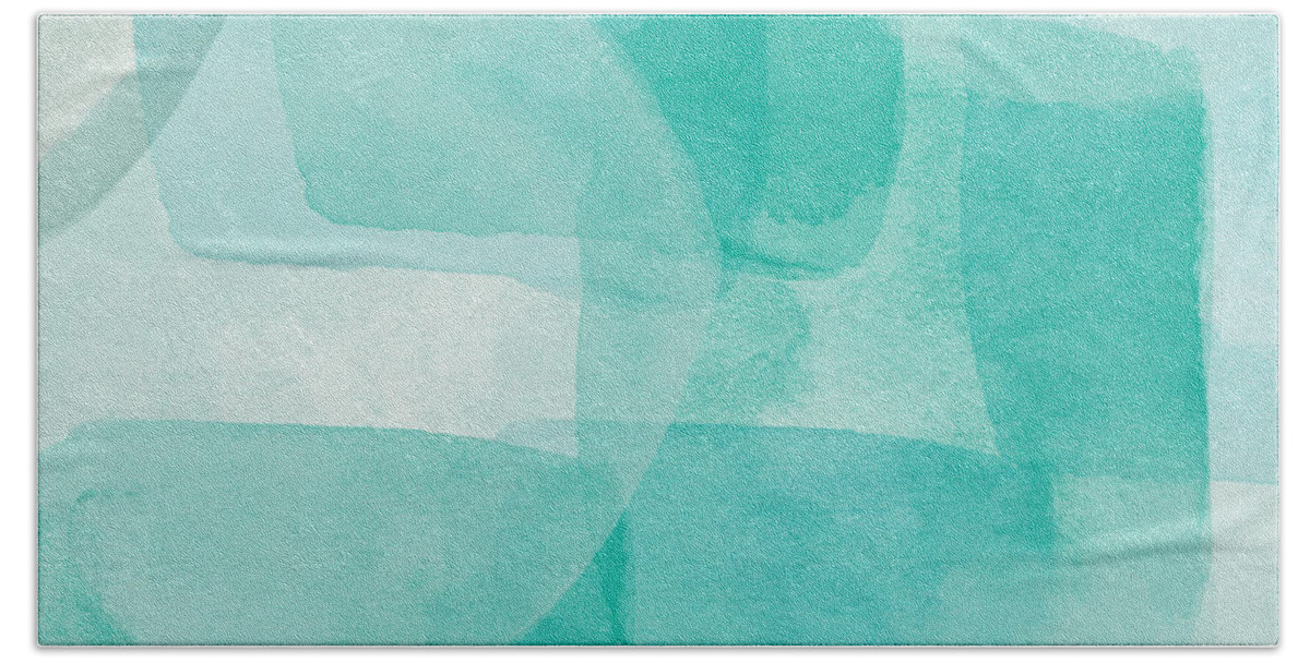 Abstract Bath Sheet featuring the painting Beach Glass- Abstract Art by Linda Woods by Linda Woods