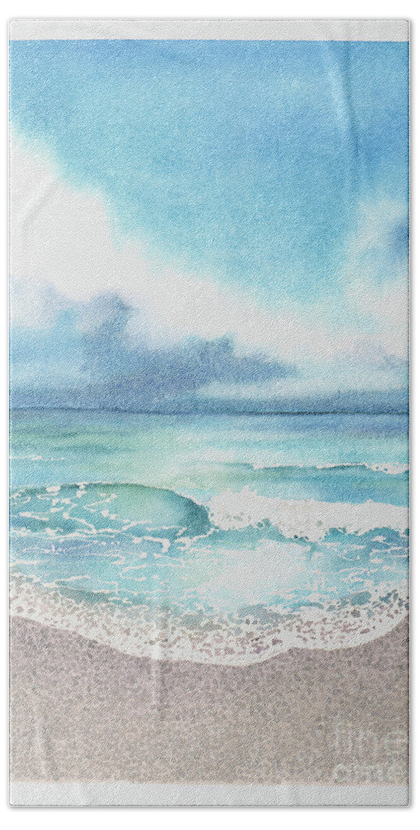Beach Bath Towel featuring the painting Beach of Tranquility by Hilda Wagner