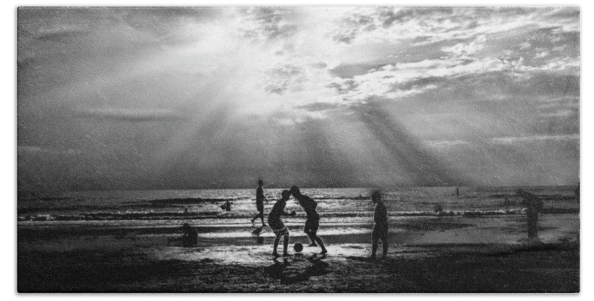 Beach Hand Towel featuring the photograph Beach Soccer by Kevin Cable