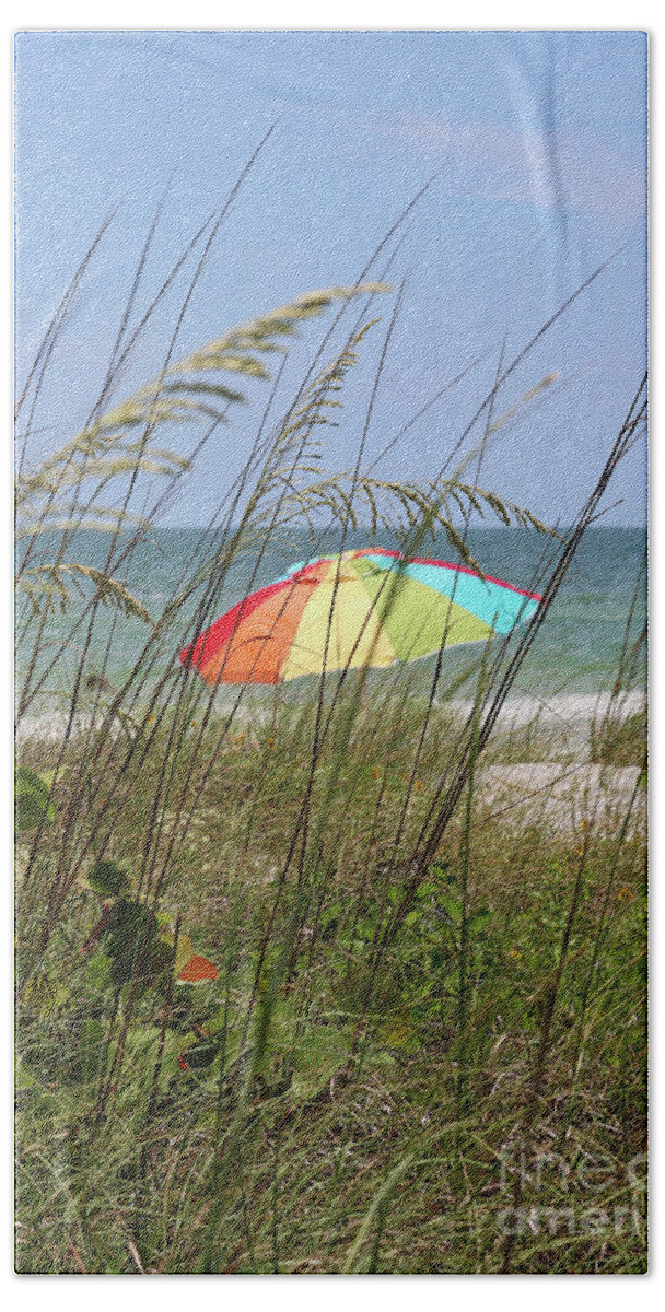 Beach Umbrella Bath Towel featuring the photograph Beach Umbrella by Carol Groenen