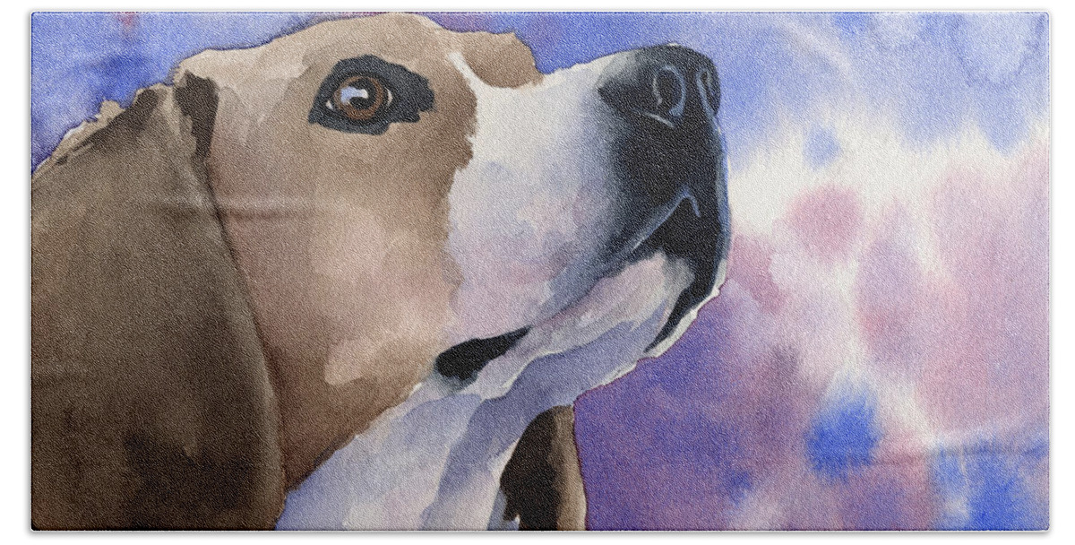 Beagle Hand Towel featuring the painting Beagle by David Rogers