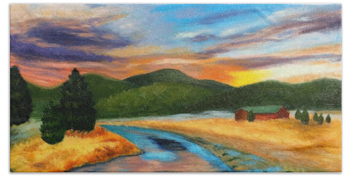 Art Hand Towel featuring the painting Bear Creek Colorado by Dustin Miller