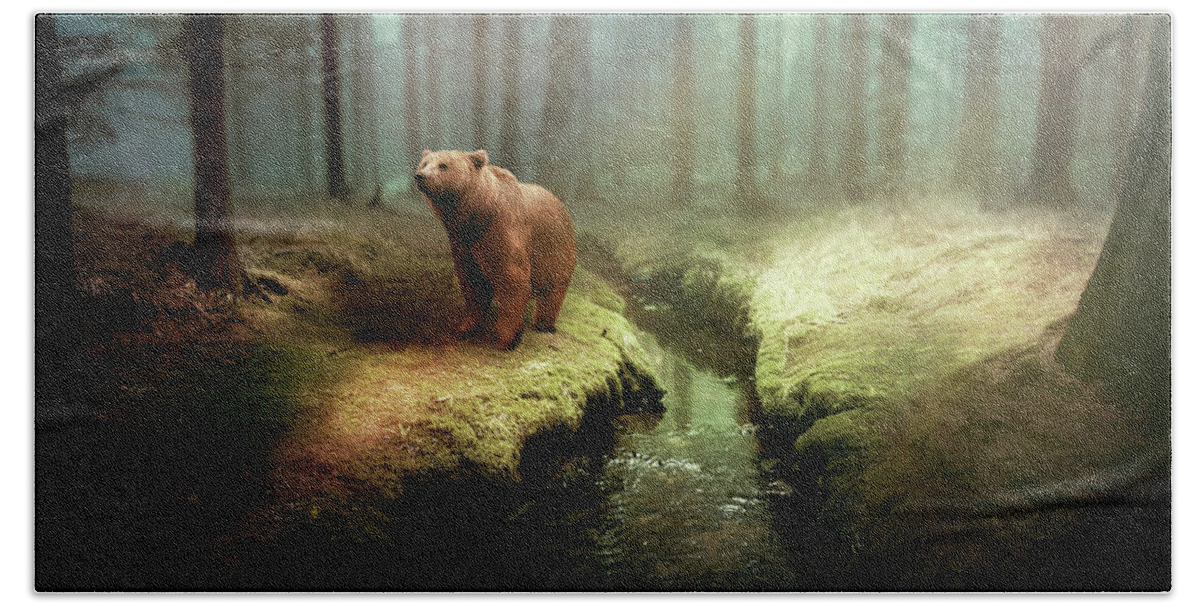 Bear Bath Towel featuring the photograph Bear Mountain Fantasy by David Dehner