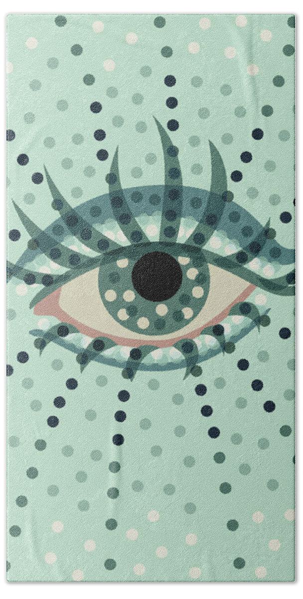Art Bath Towel featuring the digital art Beautiful Abstract Dotted Blue Eye by Boriana Giormova
