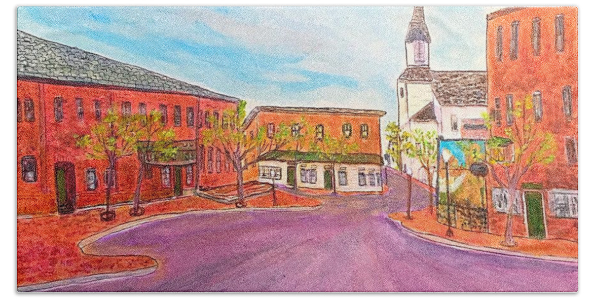Amesbury Massachusetts Hand Towel featuring the painting Beautiful Amesbury by Anne Sands