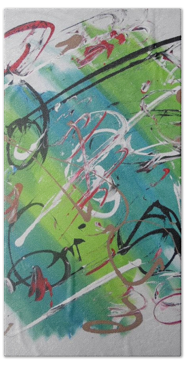 Abstract Hand Towel featuring the painting Beautiful Noise by Antonio Moore