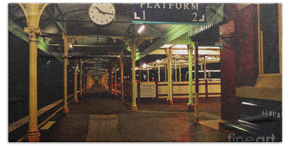 Beautiful Old Albury Station Bath Towel featuring the photograph Beautiful Old Albury Station by Kaye Menner by Kaye Menner