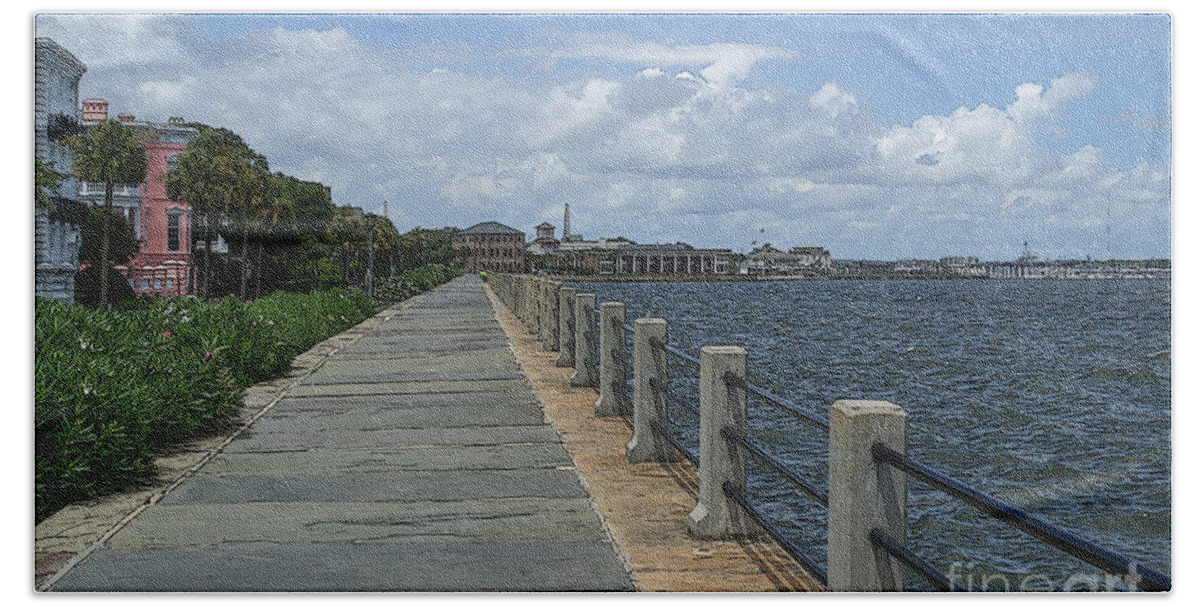 Charleston Hand Towel featuring the photograph Beautiful Waterfront Walkway by Jennifer White